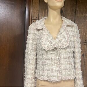 Chanel Vintage Tweed Silk/wool White Jacket, Sz.38, Excellent
